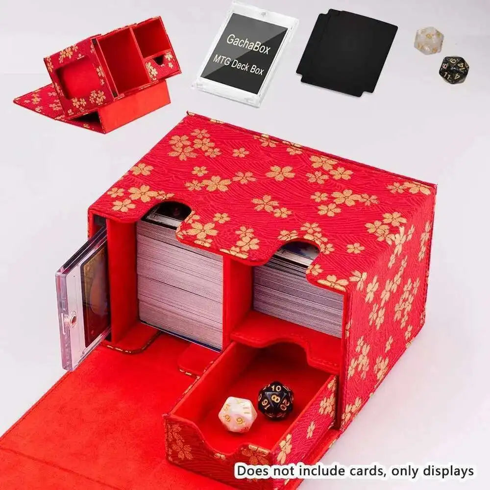 Gacha Trading 160+ Trading Card Deck Box With Display Window PU Leather Storage Box