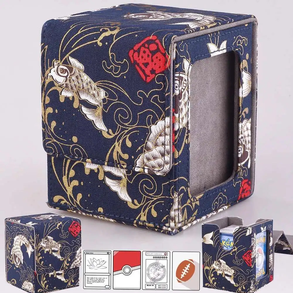 Gacha Trading 100+ Trading Card Deck Box With Display Window PU Leather Storage Box