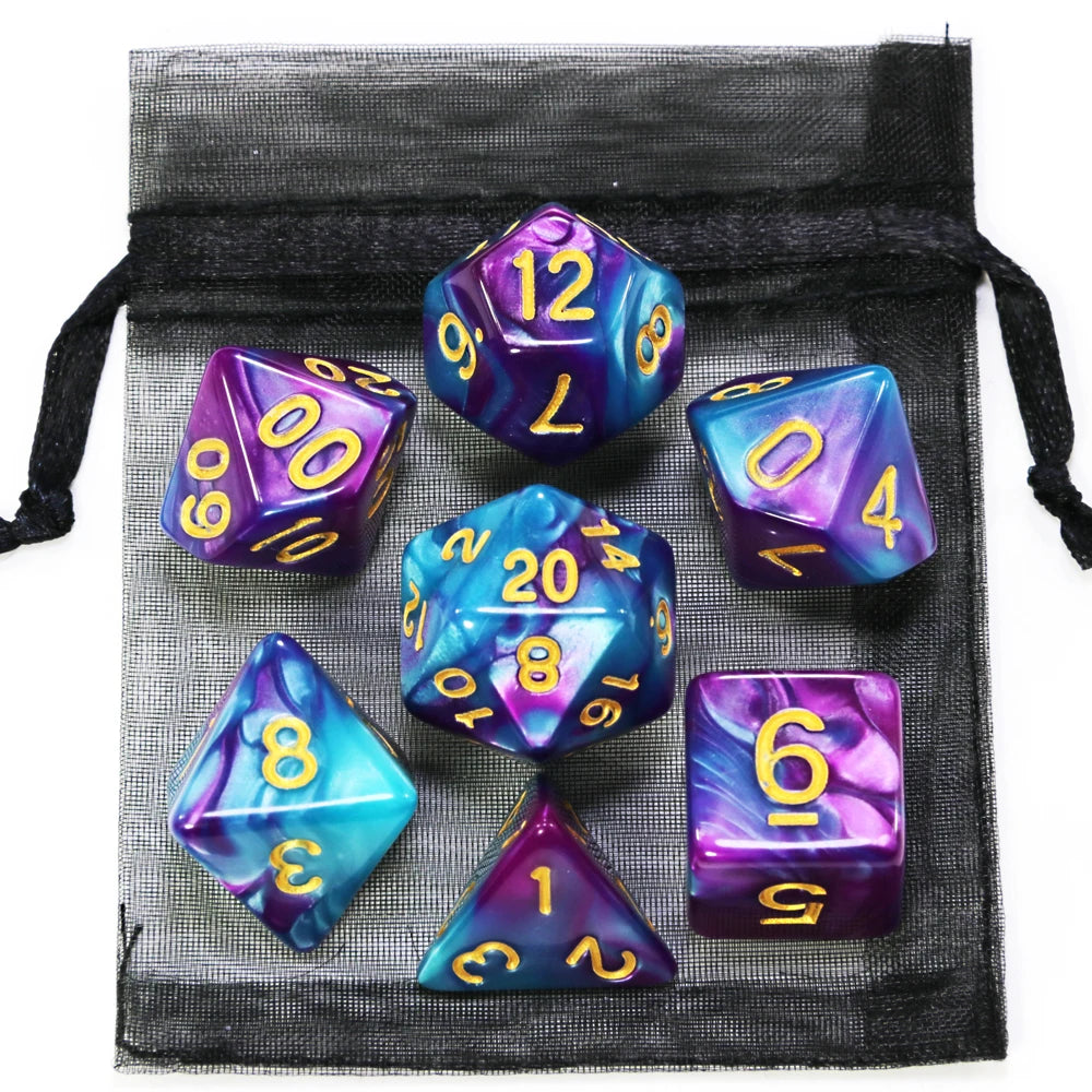 Mystic Nebula Polyhedral Dice Set (7-Piece) - Choose Your Color!