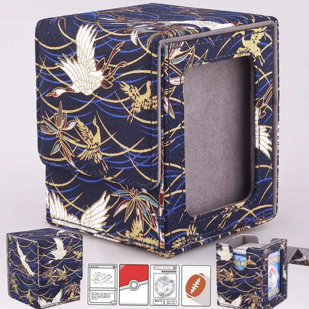 Gacha Trading 100+ Trading Card Deck Box With Display Window PU Leather Storage Box