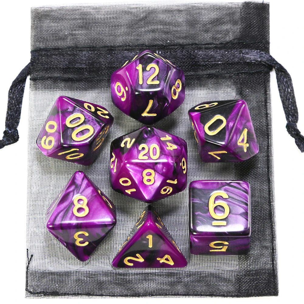 Mystic Nebula Polyhedral Dice Set (7-Piece) - Choose Your Color!