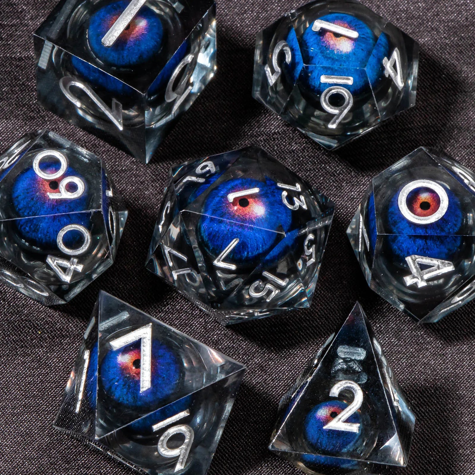 The Dragon's Gaze Polyhedral Dice Set (7-Piece) Liquid Core D&D Dice Set, Sharp Edge Resin Dungeon and Dragon Dice, Role Playing RPG D and D Dice D20 D12 D10 D8 D6 D4