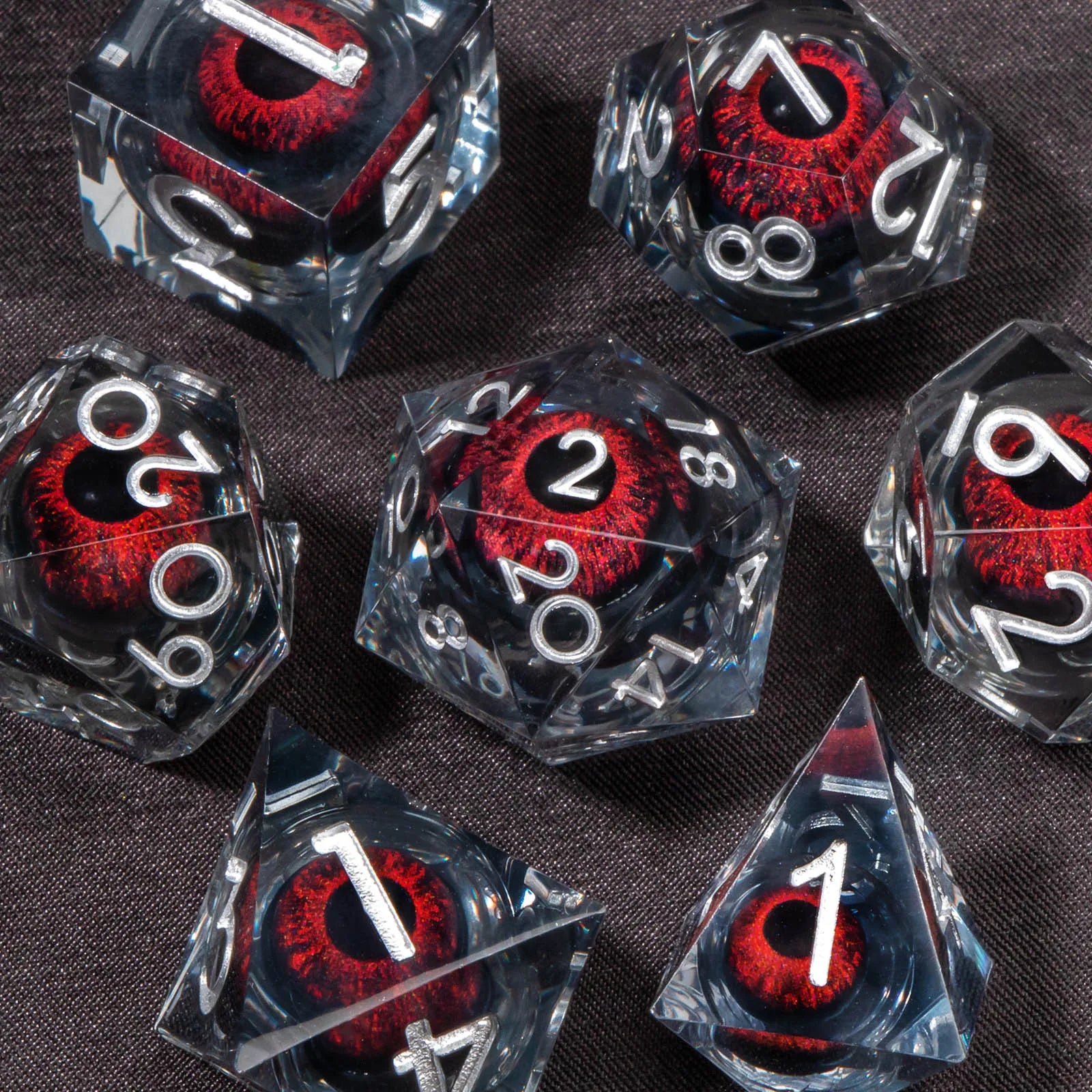 The Dragon's Gaze Polyhedral Dice Set (7-Piece) Liquid Core D&D Dice Set, Sharp Edge Resin Dungeon and Dragon Dice, Role Playing RPG D and D Dice D20 D12 D10 D8 D6 D4