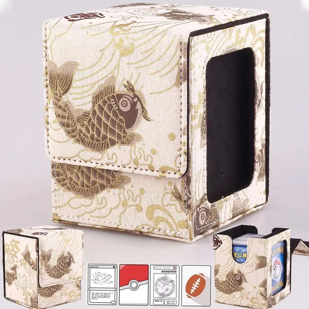 Gacha Trading 100+ Trading Card Deck Box With Display Window PU Leather Storage Box
