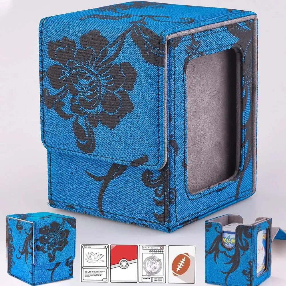 Gacha Trading 100+ Trading Card Deck Box With Display Window PU Leather Storage Box