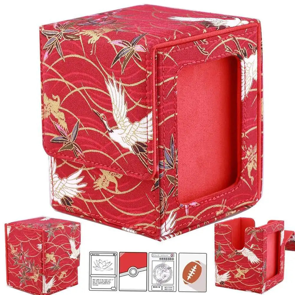 Gacha Trading 100+ Trading Card Deck Box With Display Window PU Leather Storage Box