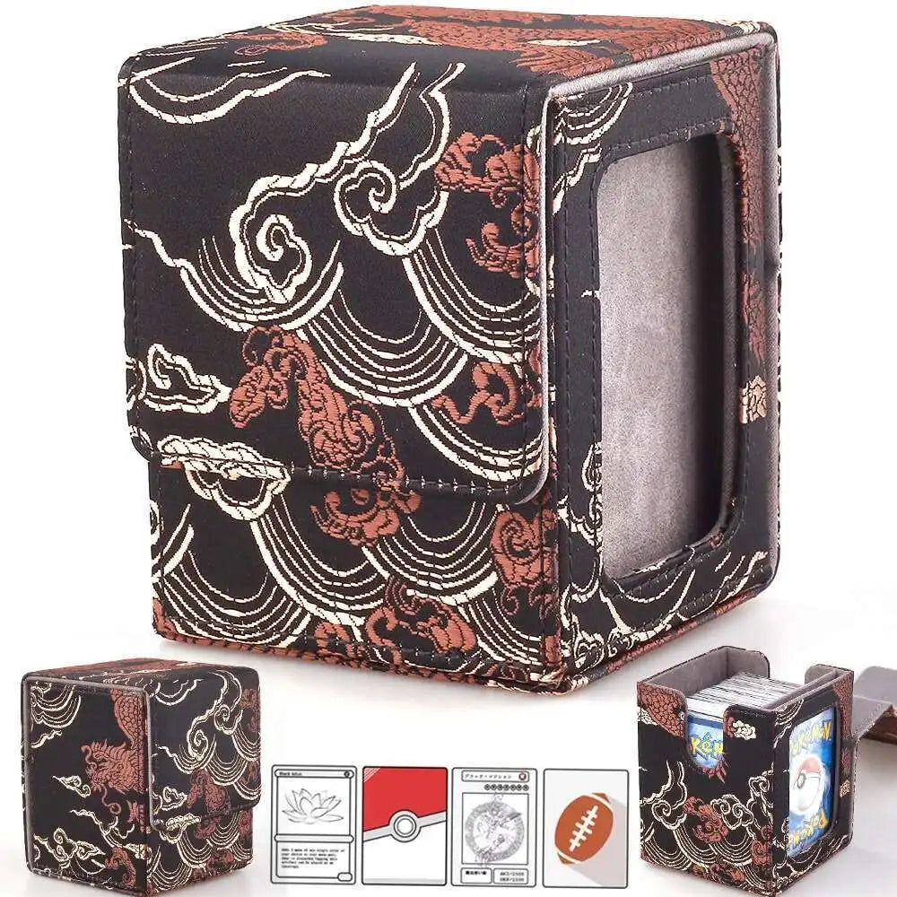 Gacha Trading 100+ Trading Card Deck Box With Display Window PU Leather Storage Box