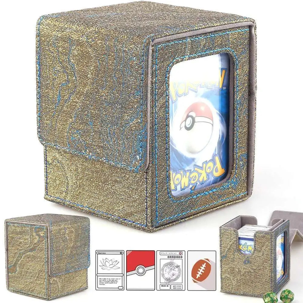 Gacha Trading 100+ Trading Card Deck Box With Display Window PU Leather Storage Box