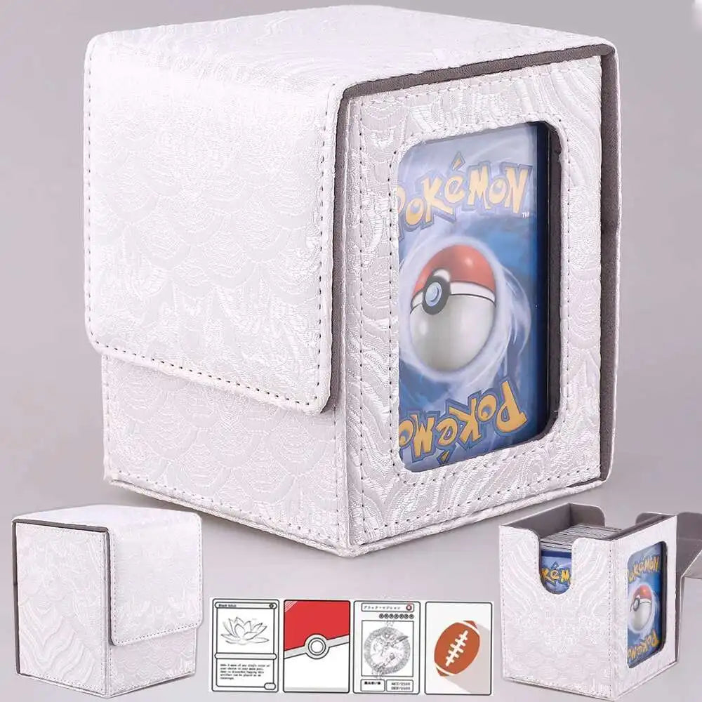 Gacha Trading 100+ Trading Card Deck Box With Display Window PU Leather Storage Box