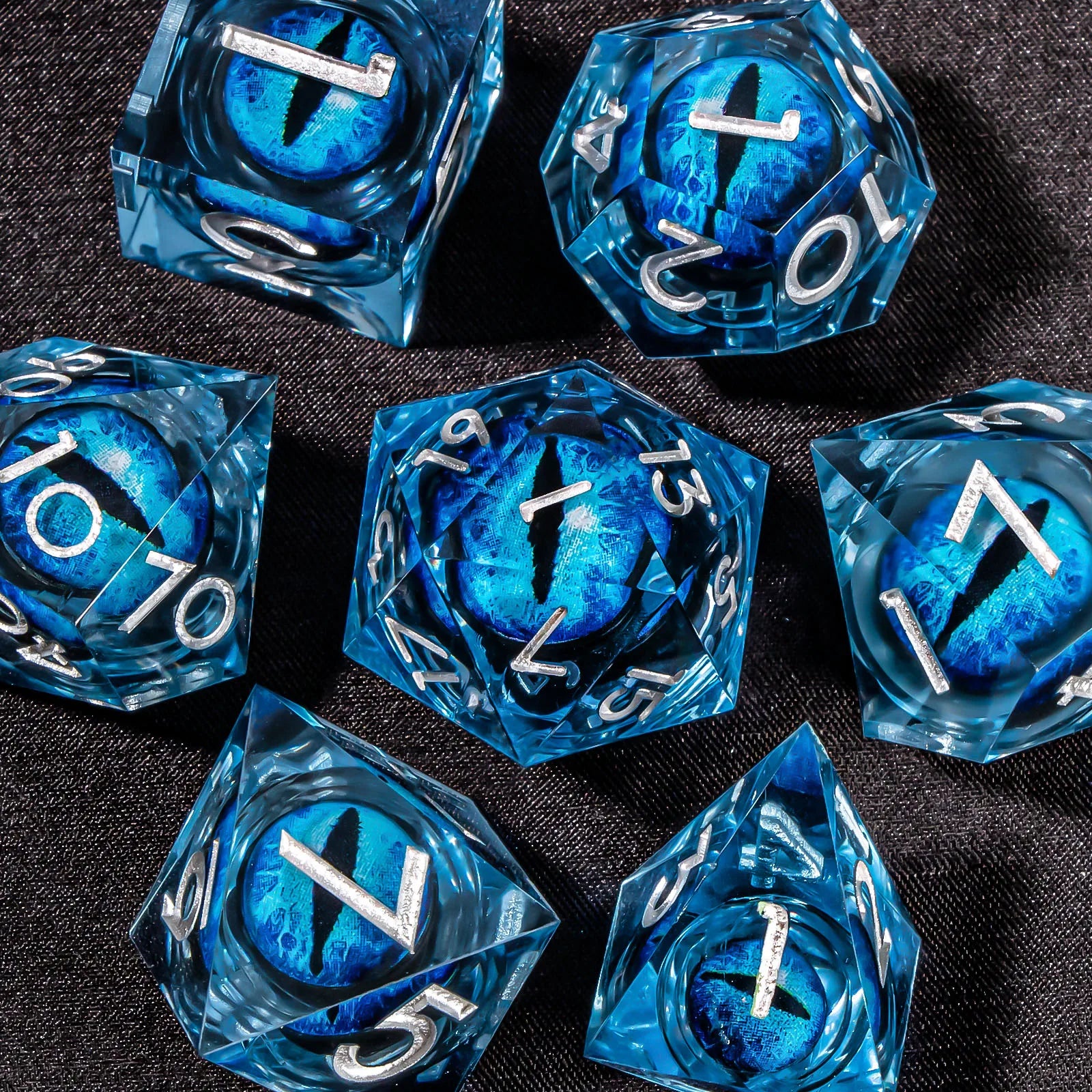 The Dragon's Gaze Polyhedral Dice Set (7-Piece) Liquid Core D&D Dice Set, Sharp Edge Resin Dungeon and Dragon Dice, Role Playing RPG D and D Dice D20 D12 D10 D8 D6 D4