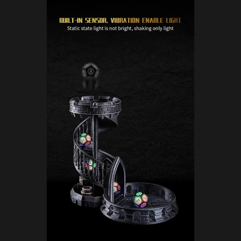 Electronic Polyhedral Dices for Tabletop Game Player, Rechargeable, Glowing LED Dices, Role Playing Game, 7 Pcs