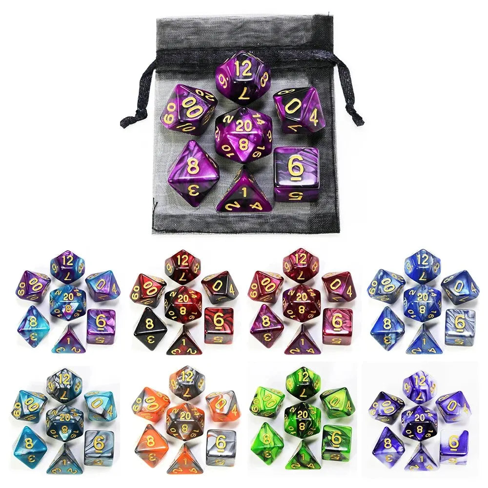 Mystic Nebula Polyhedral Dice Set (7-Piece) - Choose Your Color!