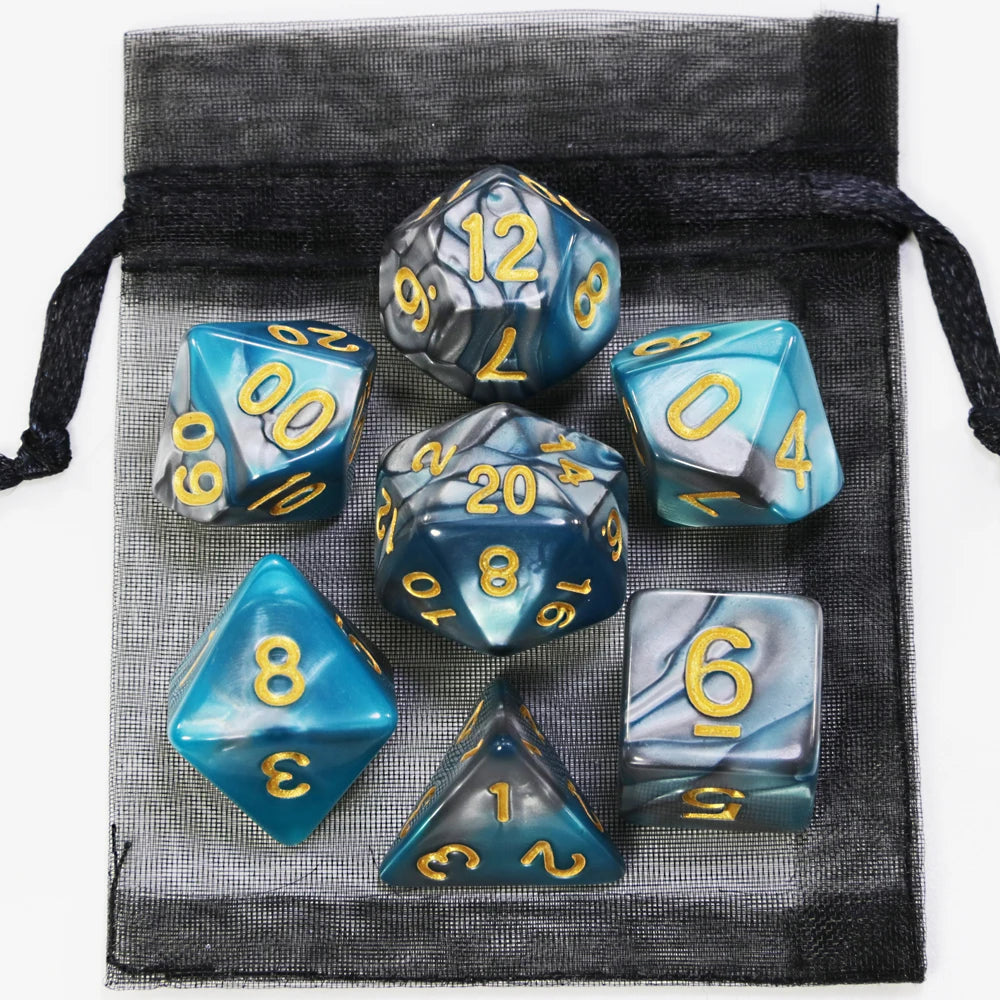 Mystic Nebula Polyhedral Dice Set (7-Piece) - Choose Your Color!