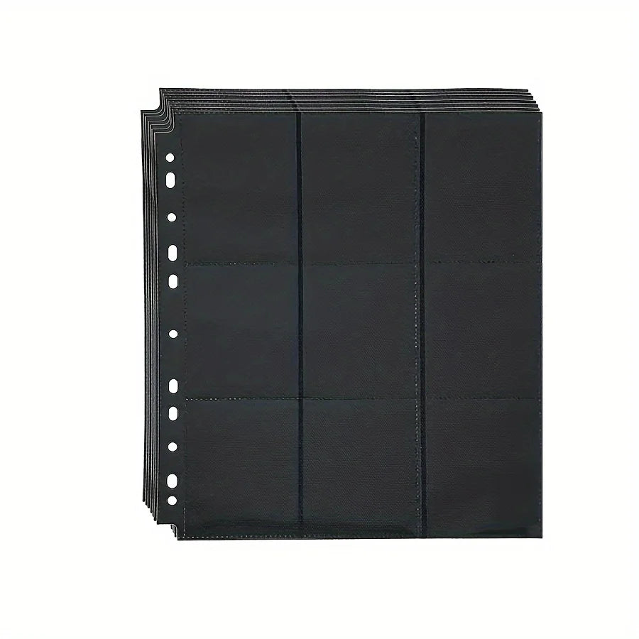 10Pack  Premium 9-Pocket Side-Loading Card Binder Pages (Black Backing) for 180 Game Cards