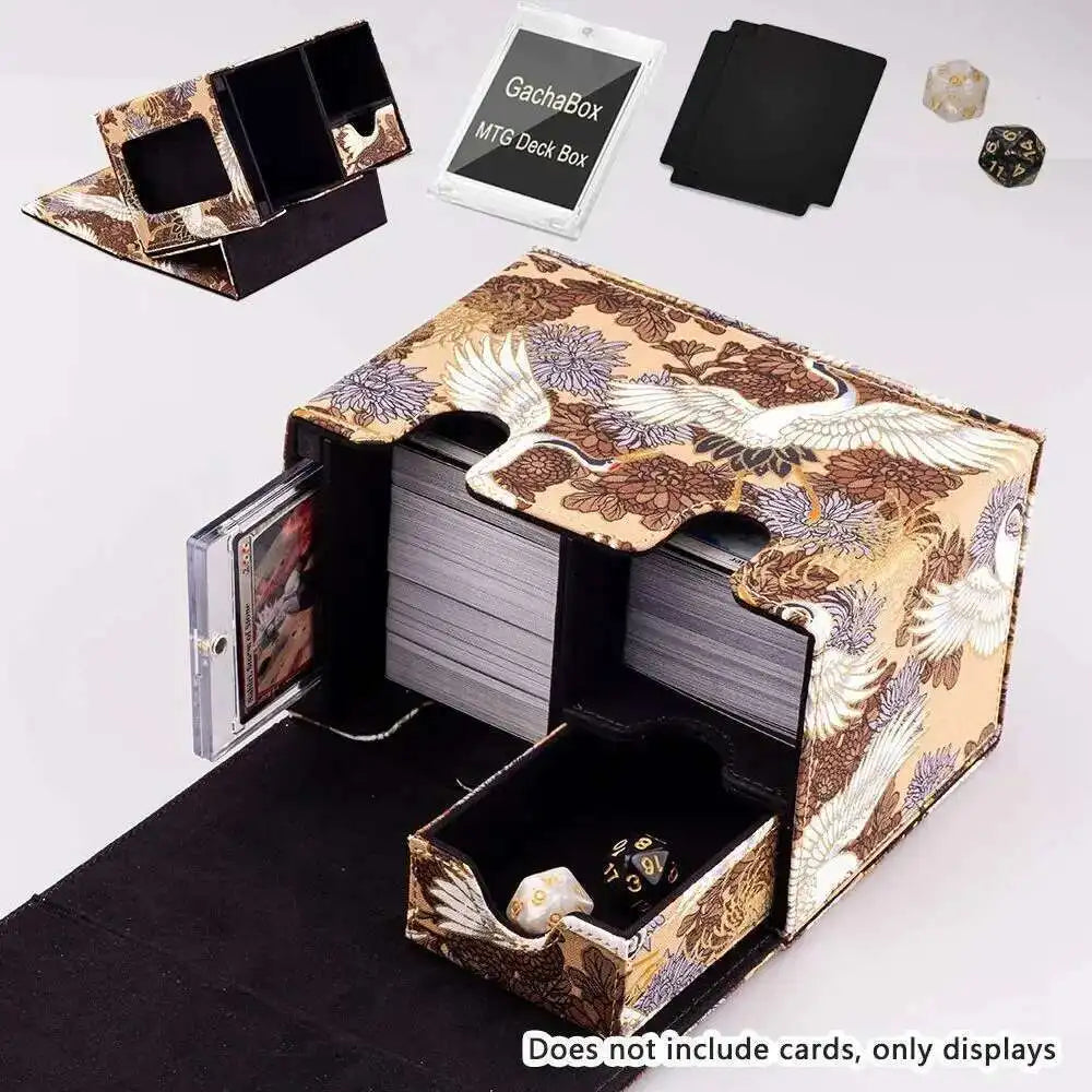 Gacha Trading 100+ Trading Card Deck Box With Display Window PU Leather Storage Box