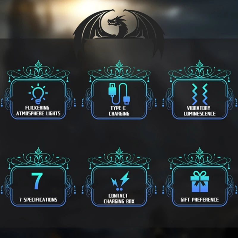 Electronic Polyhedral Dices for Tabletop Game Player, Rechargeable, Glowing LED Dices, Role Playing Game, 7 Pcs